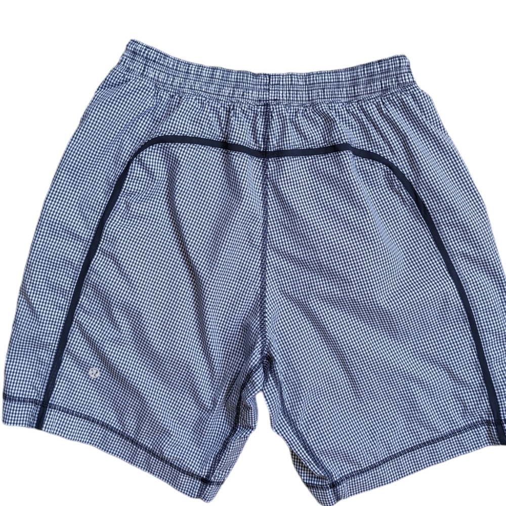 lululemon athletica Blue Checkered Athletic Shorts